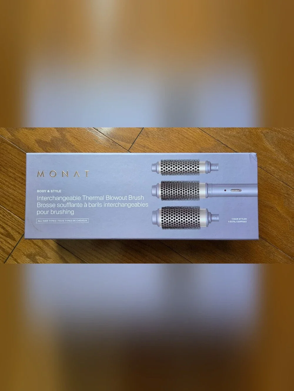 NIB MONAT Interchangeable Thermal Blowout Brush Set - Silver